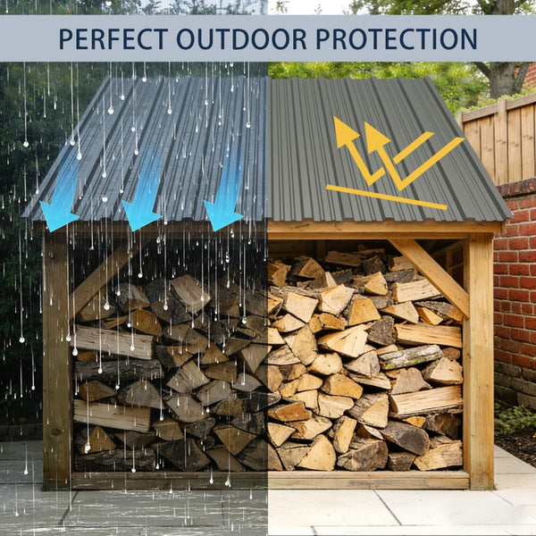 English Elm 10 Galvanized Steel Corrugated Roof Panels Weatherproof Pergola Shed Patio Cover W3213P431200