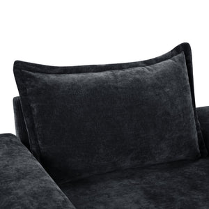 English Elm Christopher Knight Home® - Chenille Oversized Armchair with Thick Cushion and Wide Armrests, Ergonomic Back for Cozy Living Spaces Black N763P314419B