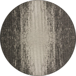 Unique Loom Outdoor Modern Ombre Machine Made Abstract Rug Charcoal Gray, Ivory/Gray 10' 8" x 10' 8"