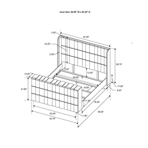 English Elm Isaiah Luxury Bed with 50" TV Lift, Built‑In Speakers, LED Lighting and Fireplace in White/Black Queen B201S00411