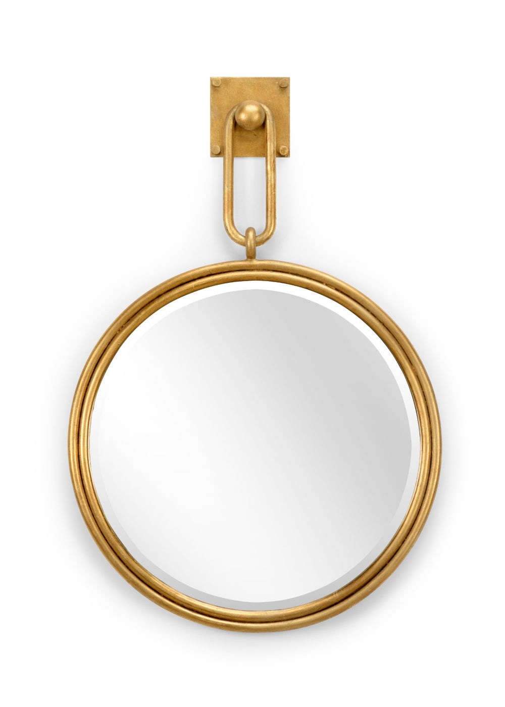 Wildwood Grenada Round Mirror In Antique Gold Leaf — 33" X 22" Beveled Glass, Iron Frame, Statement Focal Point 296034