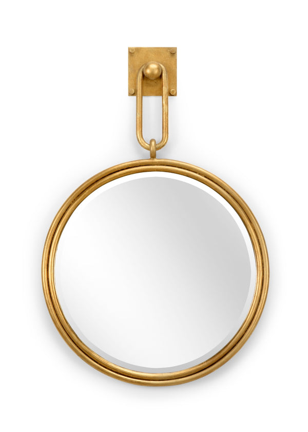 Wildwood Grenada Round Mirror In Antique Gold Leaf — 33" X 22" Beveled Glass, Iron Frame, Statement Focal Point 296034