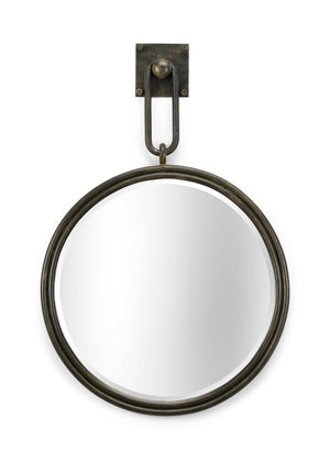 Wildwood Grenada Mirror Bronze — 33"H X 22"W Beveled Glass, Antique Bronze Iron Frame With Square Hook Detail 296035