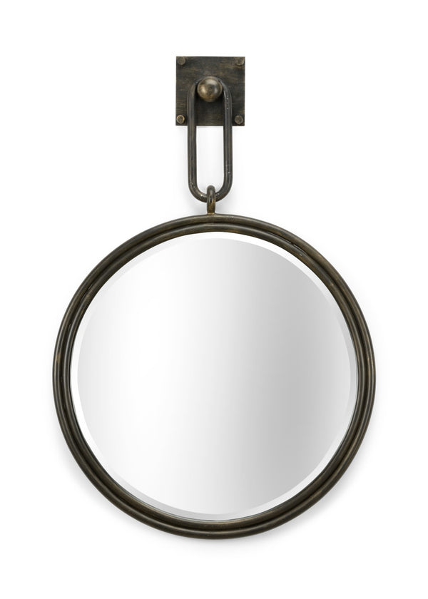 Wildwood Grenada Mirror Bronze — 33"H X 22"W Beveled Glass, Antique Bronze Iron Frame With Square Hook Detail 296035