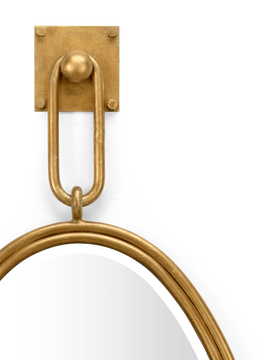 Wildwood Tobago Oval Mirror In Antique Gold Leaf, 41" X 19.5" Beveled Glass On Square Hook, Statement Piece 296036