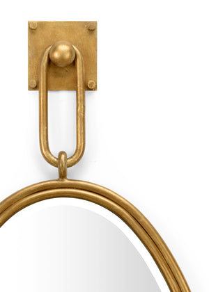 Wildwood Tobago Oval Mirror In Antique Gold Leaf, 41" X 19.5" Beveled Glass On Square Hook, Statement Piece 296036