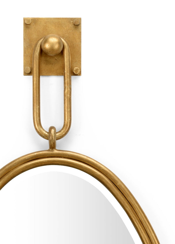 Wildwood Tobago Oval Mirror In Antique Gold Leaf, 41" X 19.5" Beveled Glass On Square Hook, Statement Piece 296036