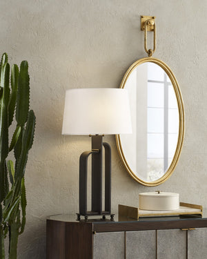 Wildwood Tobago Oval Mirror In Antique Gold Leaf, 41" X 19.5" Beveled Glass On Square Hook, Statement Piece 296036