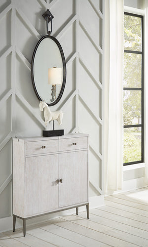 Wildwood Tobago Oval Mirror With Antiqued Bronze Iron Frame, Beveled Glass & Square Hook — Elegant Focal Piece 296037