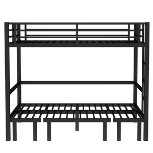 English Elm Full Metal Bunk Bed With Convertible Lower Sofa, Safety Rails & Space-Saving Design In Black Finish W1580S00207