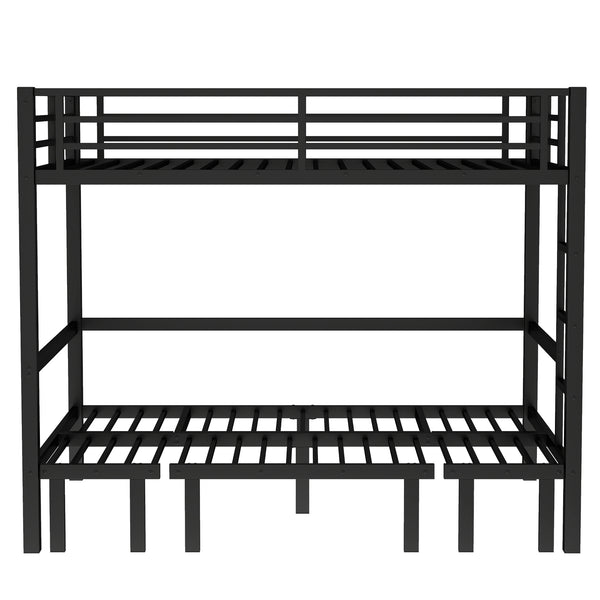 English Elm Full Metal Bunk Bed With Convertible Lower Sofa, Safety Rails & Space-Saving Design In Black Finish W1580S00207