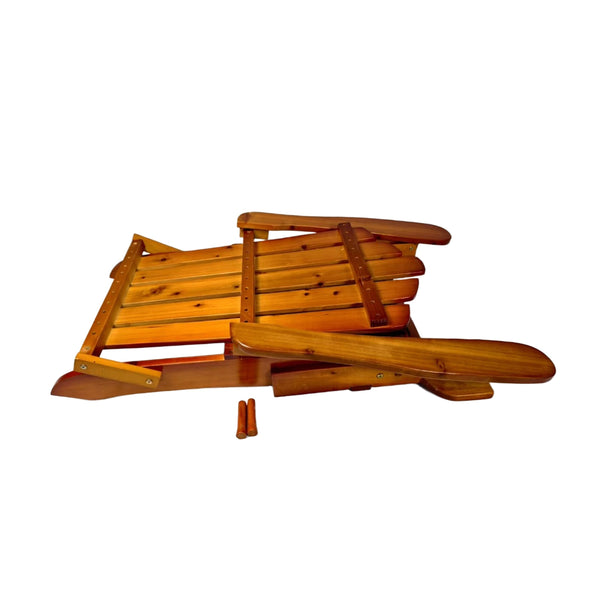 English Elm Outdoor Wood Adirondack Chair Foldable Oak Finish — Solid Hardwood, Wide Seat & Arms, Portable Comfort W495P286083