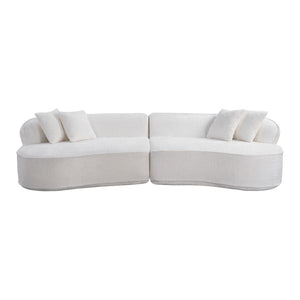 English Elm Modern Boucle Oversized L-shaped Sectional Sofa with Sculptural Curved Silhouette White W5515S00001