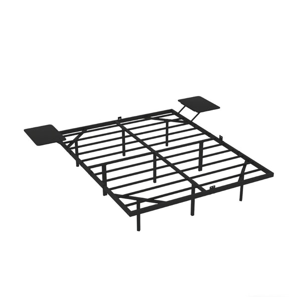 English Elm Full Size Heavy Duty Steel Platform Bed with Led Lighting and Built-in Bedside Shelves W311P416238