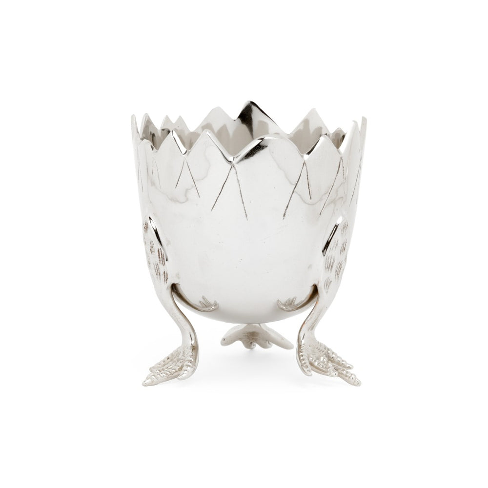 Wildwood Chic-K Sculptural Decorative Bowl With Polished Nickel Finish — Cracked Egg Design, Versatile Accent Piece 296131