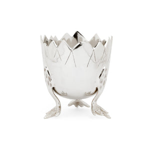 Wildwood Chic-K Sculptural Decorative Bowl With Polished Nickel Finish — Cracked Egg Design, Versatile Accent Piece 296131