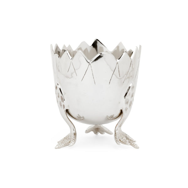 Wildwood Chic-K Sculptural Decorative Bowl With Polished Nickel Finish — Cracked Egg Design, Versatile Accent Piece 296131