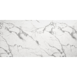 HomeRoots 71" Modern White Marble & Silver Steel Sled Base Dining Table - Elegant, Durable, Seats 6 Comfortably 296147