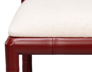 Sarreid Brighton Bamboo Side Chair Set Of 2 - Stylish Red With Birch Frame & White Sailcloth Elegance Red  29619