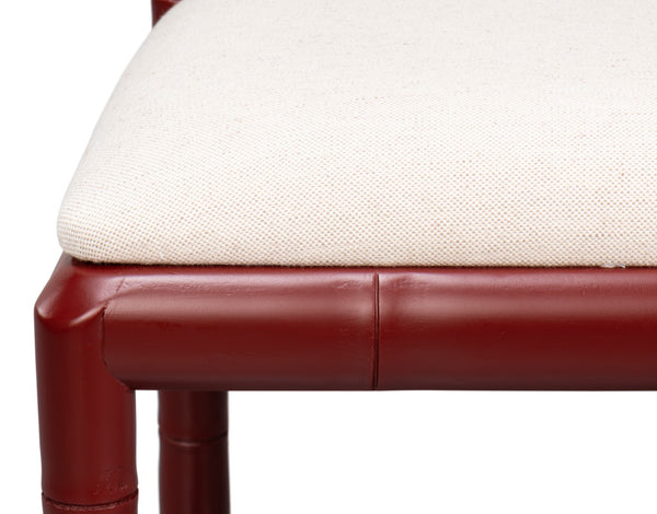 Sarreid Brighton Bamboo Side Chair Set Of 2 - Stylish Red With Birch Frame & White Sailcloth Elegance Red  29619