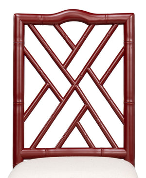 Sarreid Brighton Bamboo Side Chair Set Of 2 - Stylish Red With Birch Frame & White Sailcloth Elegance Red  29619