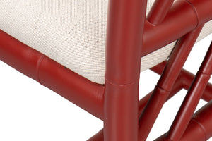 Sarreid Brighton Bamboo Side Chair Set Of 2 - Stylish Red With Birch Frame & White Sailcloth Elegance Red  29619
