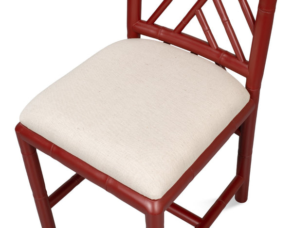 Sarreid Brighton Bamboo Side Chair Set Of 2 - Stylish Red With Birch Frame & White Sailcloth Elegance Red  29619