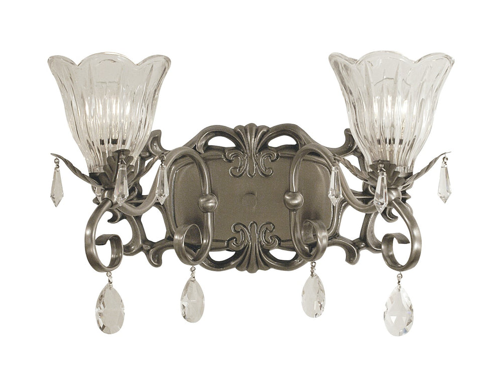 Framburg 2-light Elegant Liebestraum Sconce - Usa-made Crystal-trimmed Lighting For Any Decor Style Brushed Nickel Metal 2962 Bn