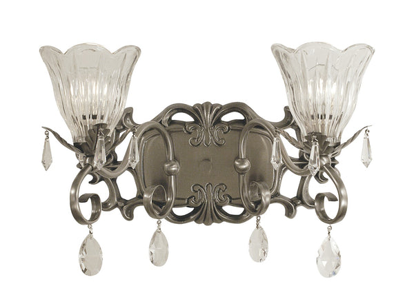 Framburg 2-light Elegant Liebestraum Sconce - Usa-made Crystal-trimmed Lighting For Any Decor Style Brushed Nickel Metal 2962 Bn