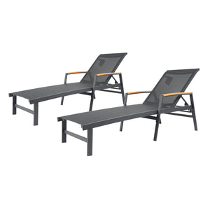 English Elm Christopher Knight Home® - OAXTON Chaise Lounge Set with Rust-Resistant Aluminum Frame, Breathable Mesh Seating & 5-Position Recline PMID: Black N775P210066B