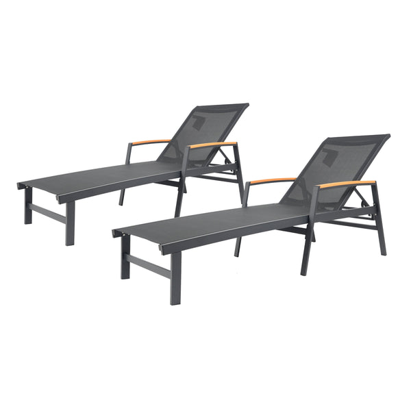 English Elm Christopher Knight Home® - OAXTON Chaise Lounge Set with Rust-Resistant Aluminum Frame, Breathable Mesh Seating & 5-Position Recline PMID: Black N775P210066B