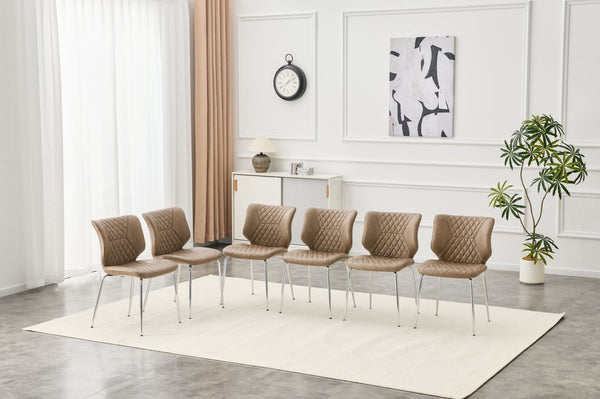 English Elm Dark Oil Waxed Faux Leather Dining Chair Set with Diamond Tufted High Back Metal Legs W3493P444869