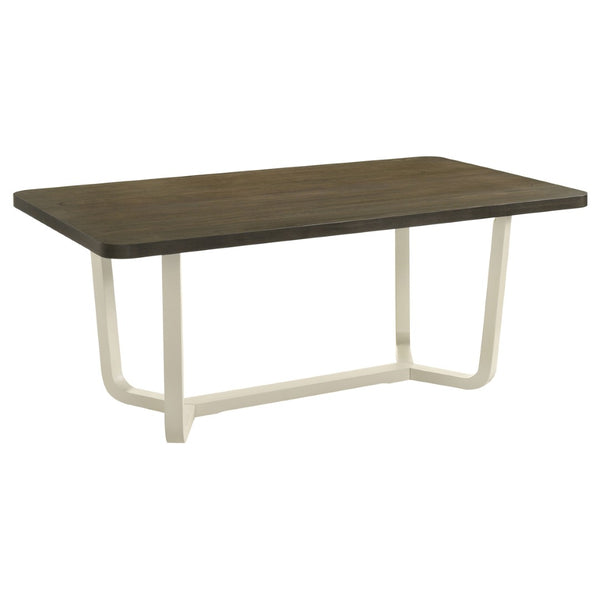 English Elm Sexton Two-tone Rectangular Dining Table Seats Six with Wood Grain Veneer Top B062P440324