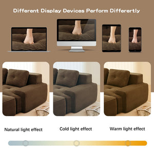 English Elm Modern Corduroy Sectional Sofa Tufted 3 Seater with Movable Ottoman Deep Seat Brown W714S01808