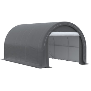 English Elm Outsunny 10x16 Portable Carport Steel Frame Pe Canopy Shelter for Vehicles Gear W2225P200867