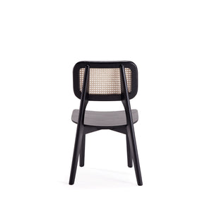 English Elm Versailles Solid Ash Wood Dining Chair with Cane Backrest, 275 lb Capacity, Fully Assembled Set Black+Natural B365P397784