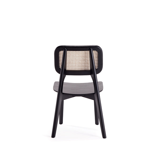 English Elm Versailles Solid Ash Wood Dining Chair with Cane Backrest, 275 lb Capacity, Fully Assembled Set Black+Natural B365P397784