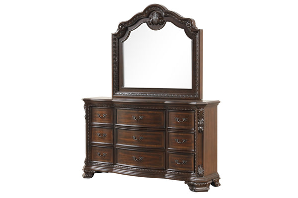 English Elm Traditional Carved Walnut Mirror Frame — Elegant Classic Bedroom Accent, Handcrafted Wood Detail, Timeless Décor Appeal B009P225187