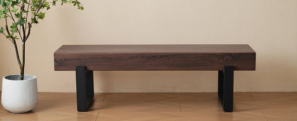 English Elm 59" Farmhouse Dining Bench with Metal Legs, 59x15.75" Sturdy Entryway Seat 250lb Capacity, Easy Assembly N752P293752P