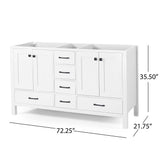 Christopher Knight Home® - Noble House - - 73'' Bathroom Vanity With Marble Top & Double Ceramic Sinks, 4 Doors, 6 Drawers, White