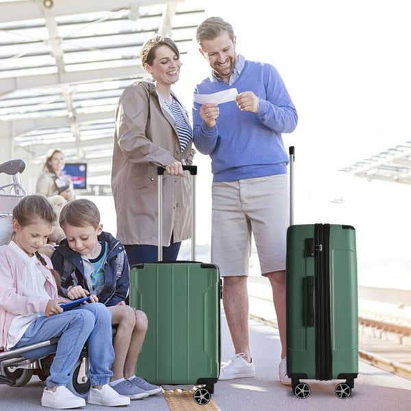 English Elm Hardshell Abs Checked Suitcase with 360 Spinner Wheels Expandable Tsa Lock 28 Inch Green N730P296747F