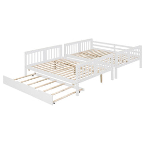 English Elm Full Over Bunk Bed with Twin Trundle Solid Pine Frame Gray Convertible LT100204AAK