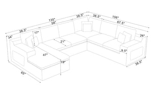 English Elm Coffee-bean Curved Upholstered Sectional with Self-expanding Setup for Large Living Rooms Light Gray B2748S00065