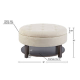 Madison Park Miller Traditional Round Storage Ottoman MP101-0226 Cream/Brown