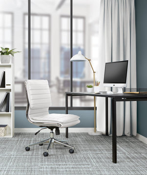 OSP Home Furnishings Armless Mid-back Faux Leather Office Chair with Lumbar Support and Chrome Base White SPX23592C-U11