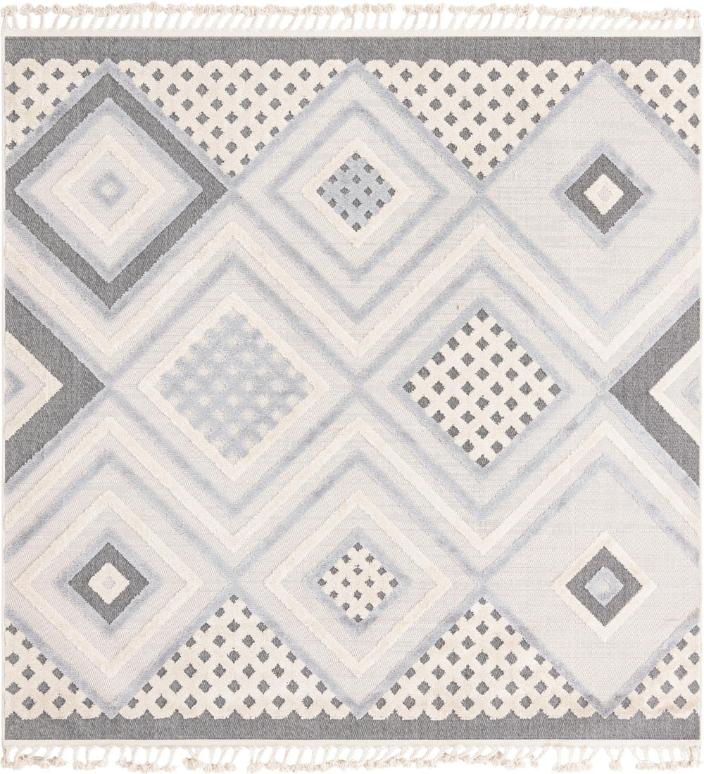 Unique Loom Arlo Hannah Machine Made Geometric Rug Sandy Beige, Gray/Beige/Black 7' 10" x 7' 10"