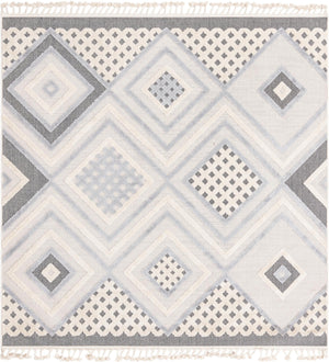 Unique Loom Arlo Hannah Machine Made Geometric Rug Sandy Beige, Gray/Beige/Black 7' 10" x 7' 10"