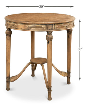 Sarreid French Tea Table - Elegant Warm Brown Pine Finish, Handcrafted In Beijing For Timeless Style Brown  29697