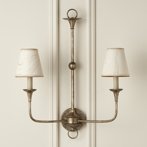 Marble Tapered Chandelier Shade - Artisanal Marbleized Paper with Grosgrain Ribbons for Elegant Decor