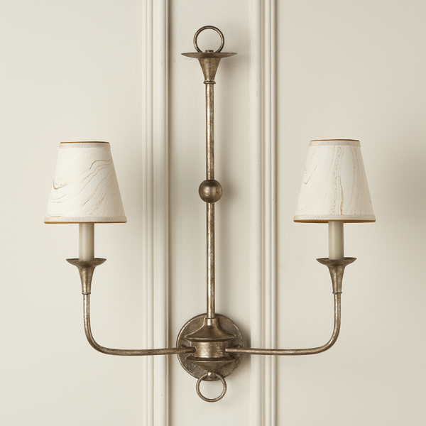 Marble Tapered Chandelier Shade - Artisanal Marbleized Paper with Grosgrain Ribbons for Elegant Decor